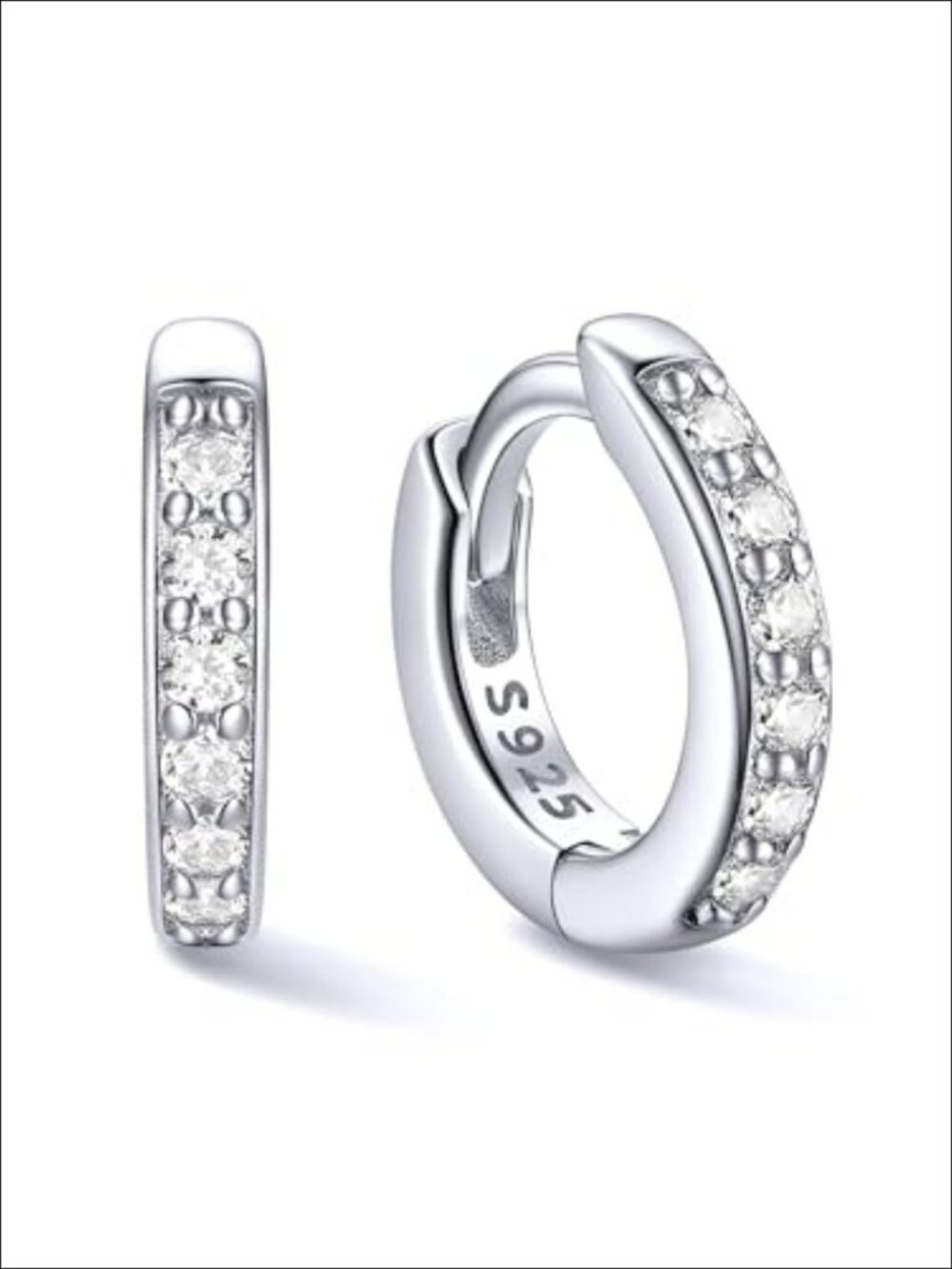 925 Sterling Silver Hoop Earrings Cubic Zirconia Huggie Small Hoops for Women